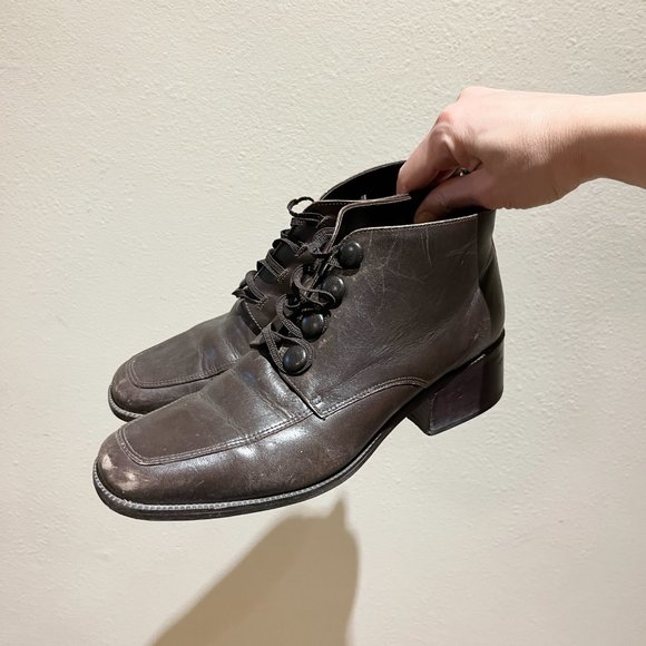 Women's Vintage Brown Leather Ankle Boots w/ Heel  - Brand: Principles - Size 9 - Picture 12 of 12